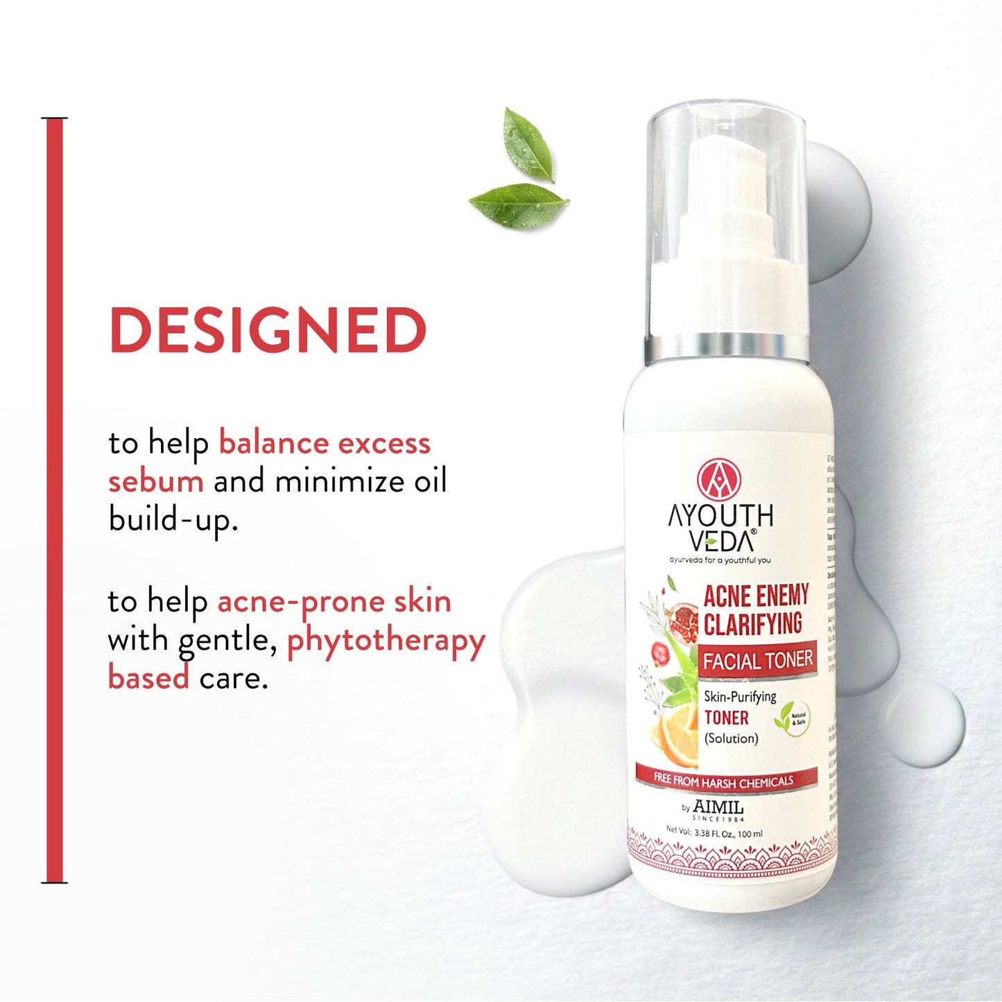 Acne Enemy Clarifying Facial Toner with Pomegranate, Amla, Aloe Vera & Rose Distillate for Acne & Oil Control | Dermatologically Tested |Suitable for Oily & Acne-Prone Skin | Net Qty – 100 ml 100ml