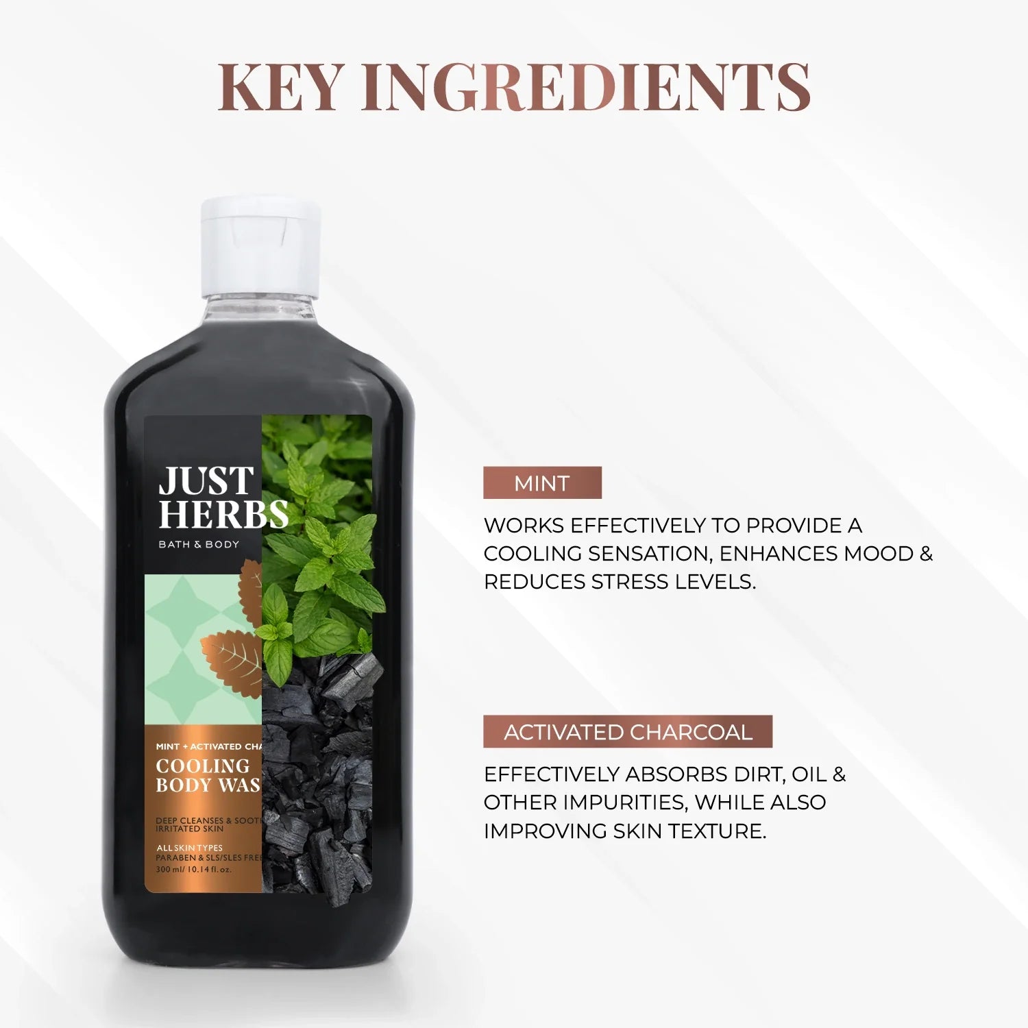Mint Cooling Body Wash with Activated Charcoal 300ml