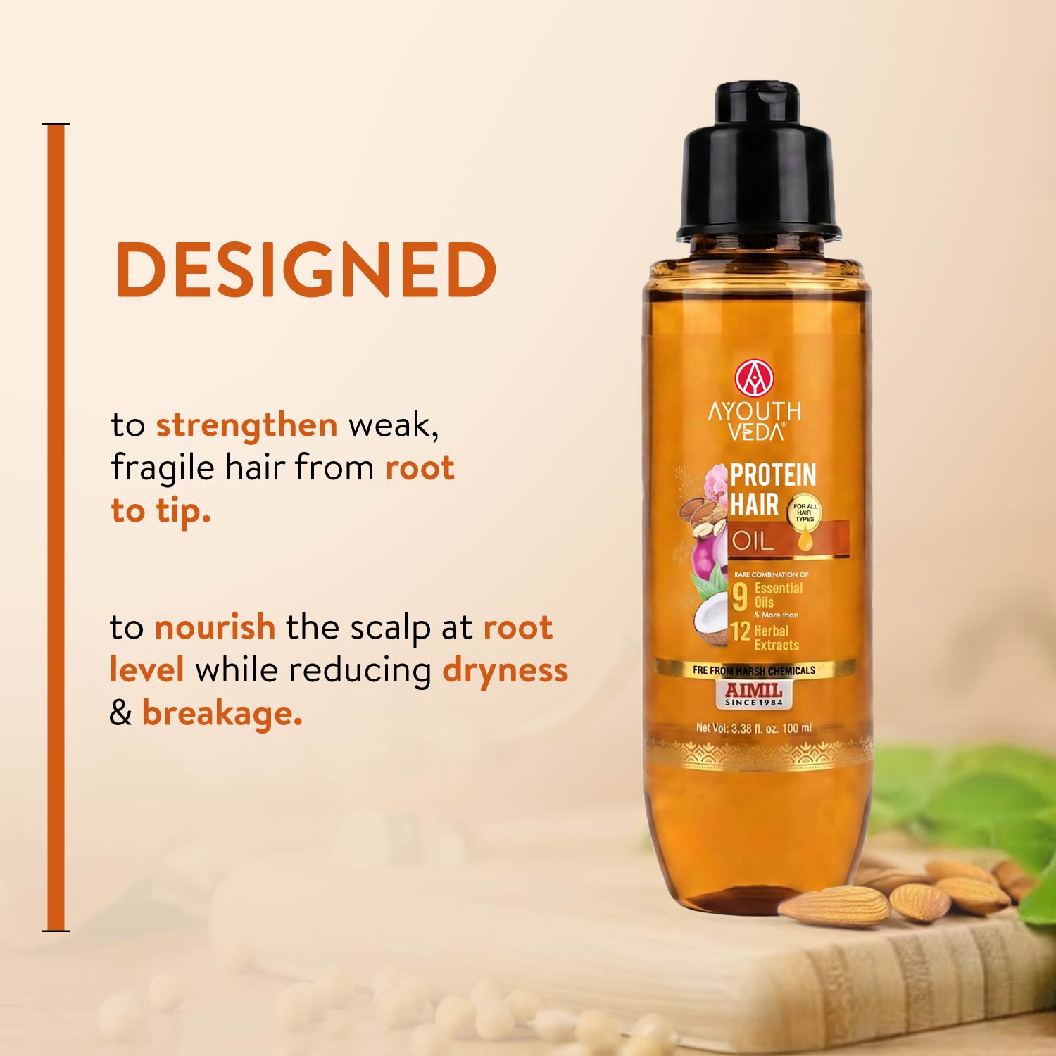 Protein Hair Oil With Bhringraj and Coffee Beans ( Net Qty - 100ml ) 100ml