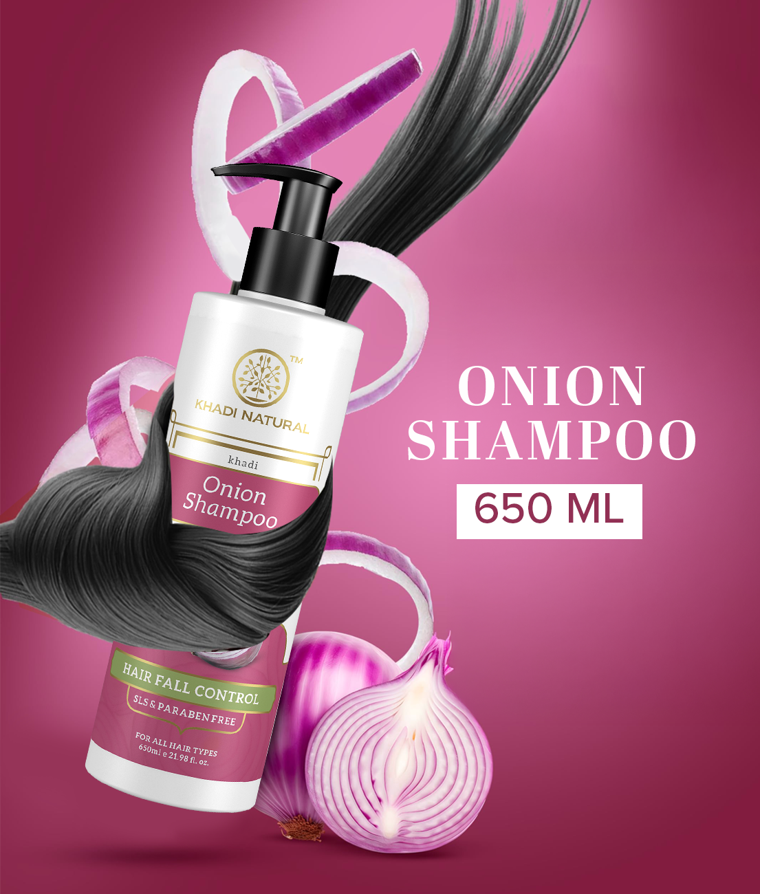 Onion Shampoo For Hair Fall Control SLS & Paraben Free 650ml