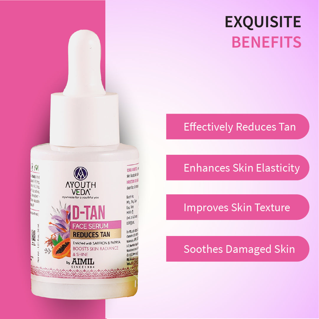D-Tan Face Serum | Enriched With Saffron & Papaya | Natural De-Tanning & Skin Radiance Formula | Boost Skin Radiance & Shine - 30 ml 30ml