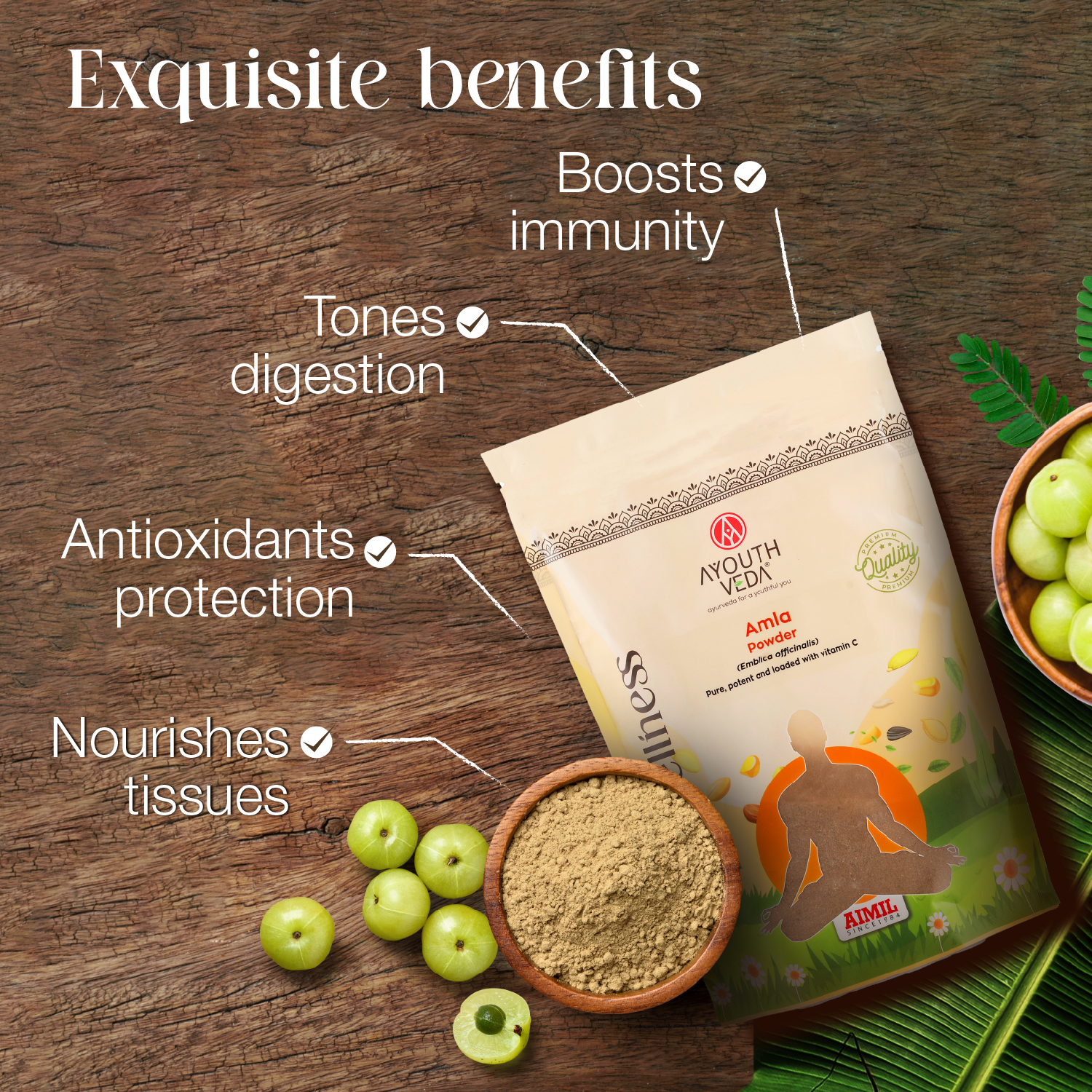 Amla Powder – Indian Gooseberry for Immunity, Hair, and Skin Wellness - Net Qty: 200g 200g