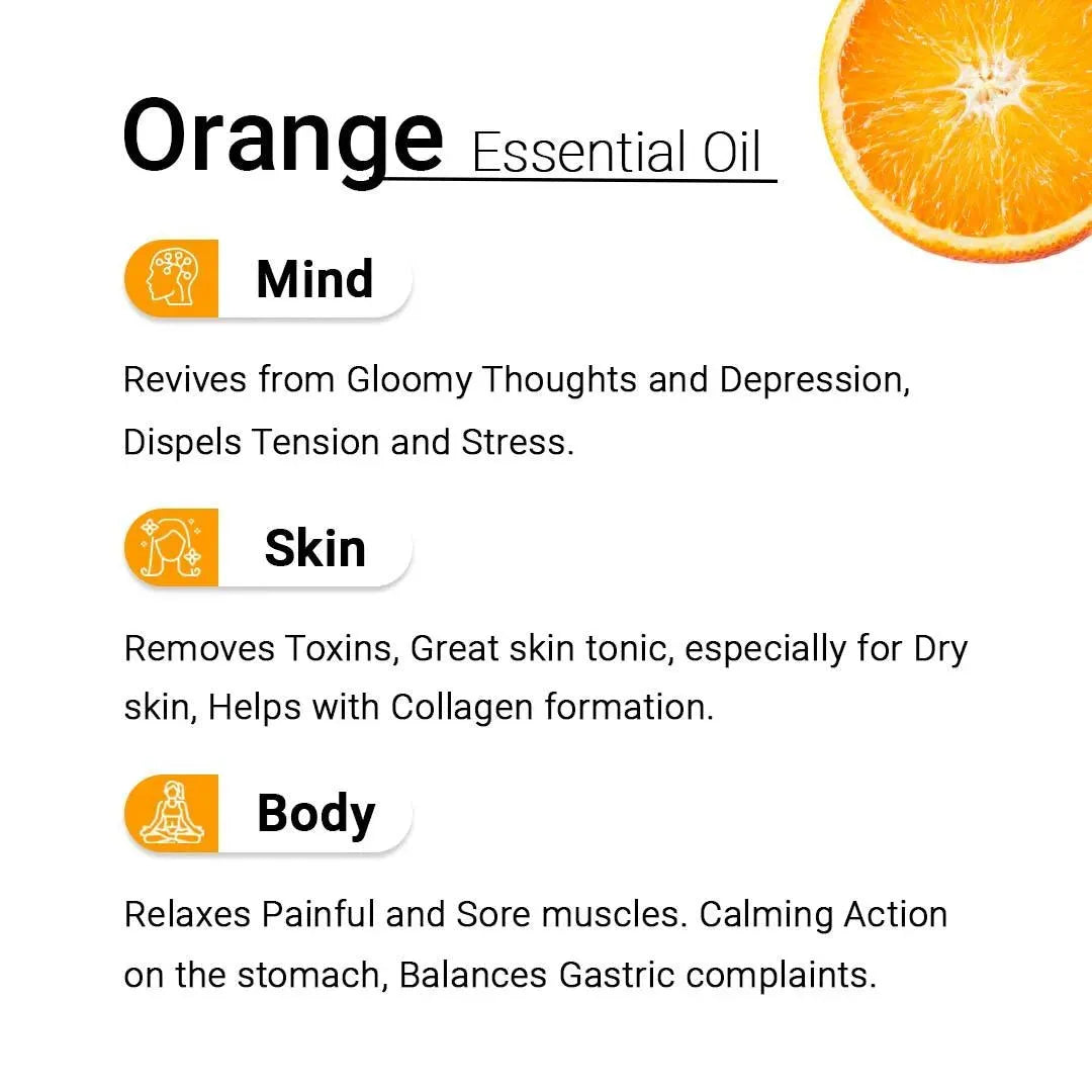 Orange Essential Oil, Therapeutic, Pure & Natural, Refreshing Citrus Fragrance, Antidepressant & Excellent Skin tonic, 10ml 10ml