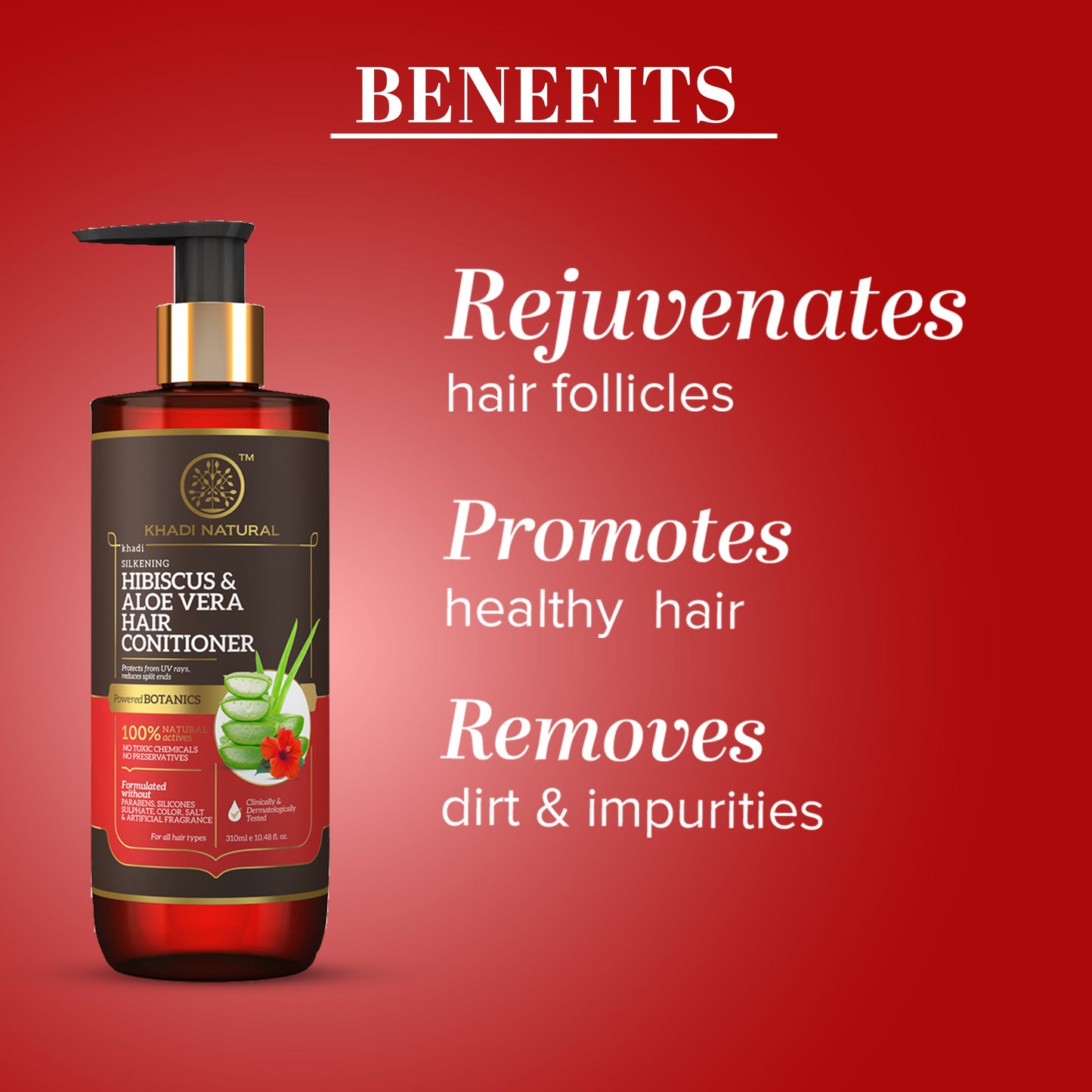Hibiscus & Aloe Vera Hair Conditioner - Parabens, Silicones, Sulphate, Color, Salt & Artificial Fragrance Free 310ml