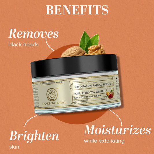 Rose Apricot & Walnut Exfoliating Facial Scrub 50gm