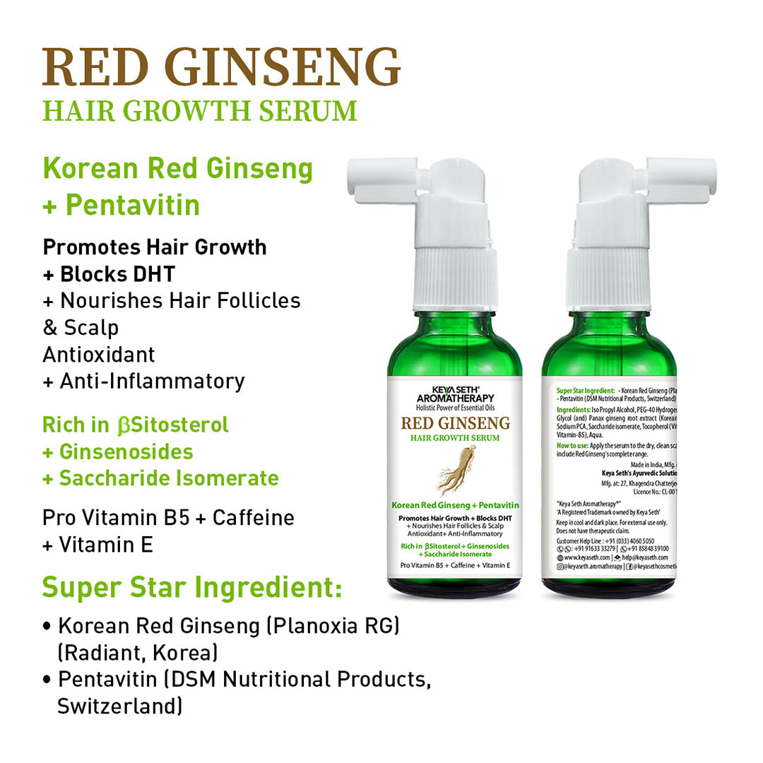 Korean Hair Growth Serum Treatment Kit – Mild Foaming Shampoo & Hair Serum with Red Ginseng, Caffeine, Pentavitin & Vitamin E for Hair Fall Control, DHT Block & Scalp Nourishment 230ml