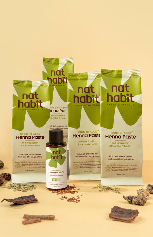 Ready to Apply Henna Paste & Stain Boost Oil ヘナ4パック+ステインブーストオイル