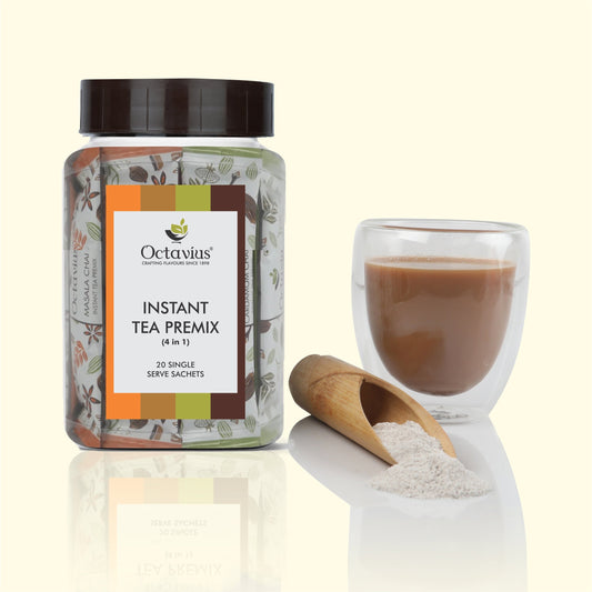4 in 1 Instant Premix - Indian Masala, Ginger,Cardamom, Coffee 20 Sachets (Clear Pack) 20sachets