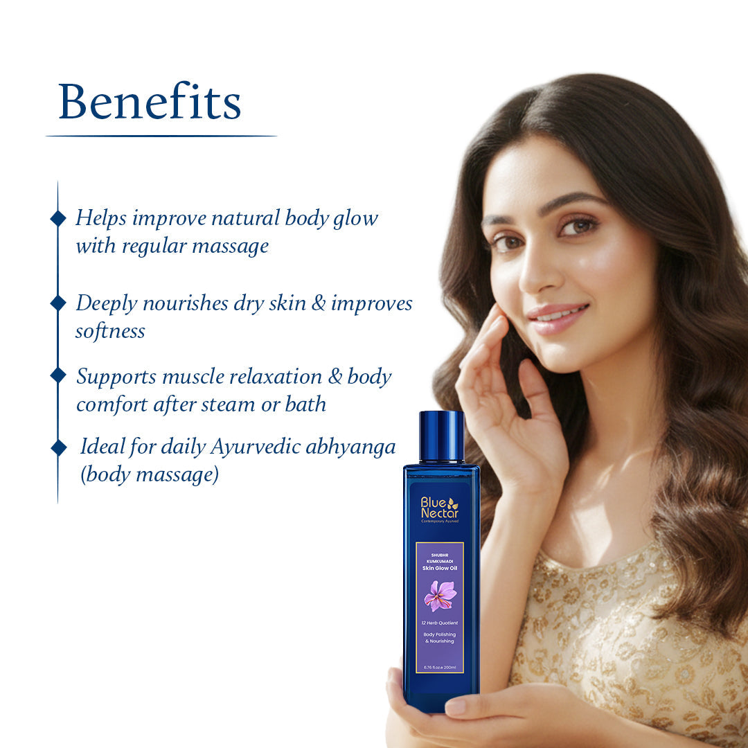 Shubhr Kumkumadi Body Oil for Glowing Skin | Body Polishing & Nourishing (12Herbs) 100ml