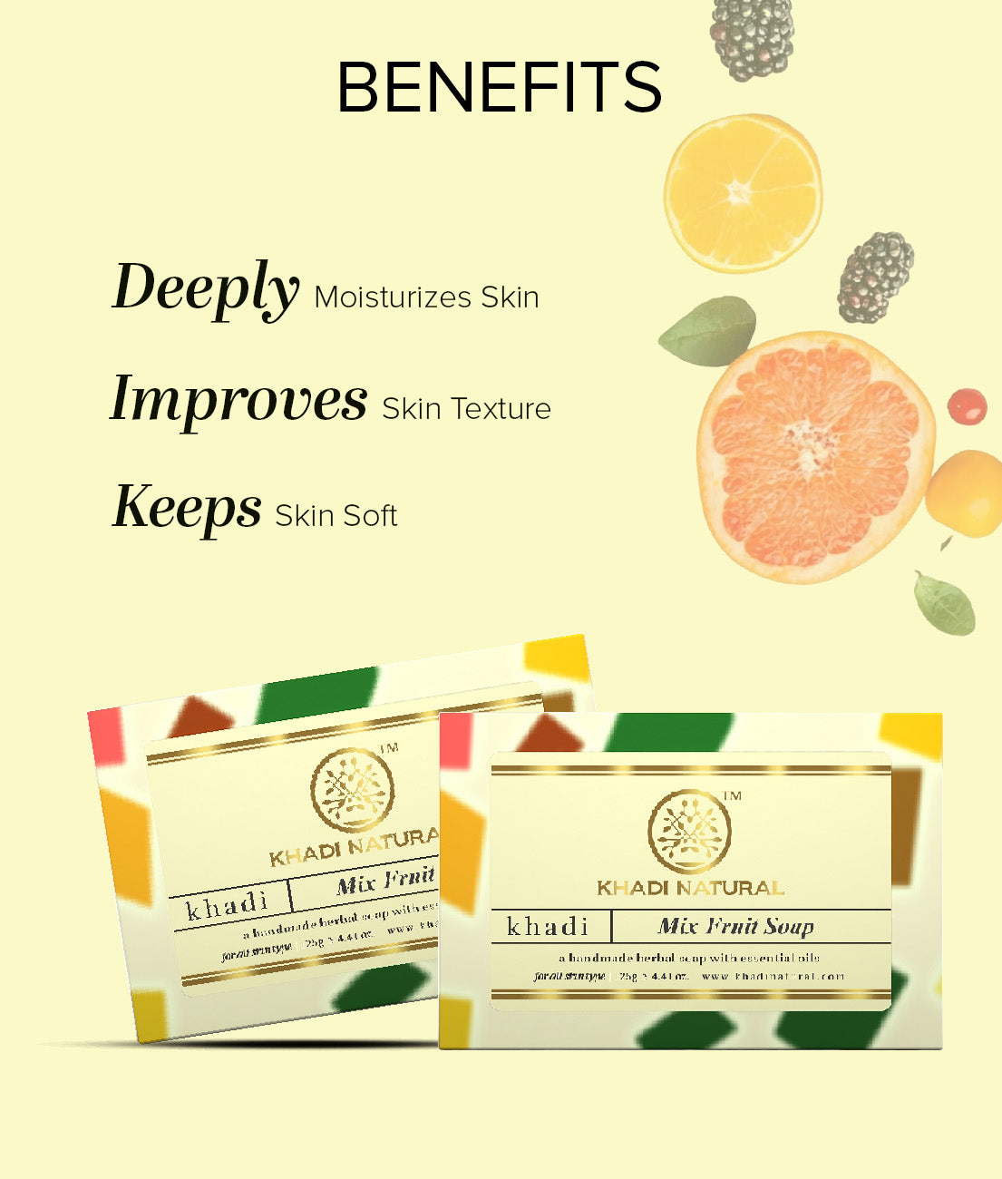 Mix Fruit Soap Combo Pack Of 5 125gm Each