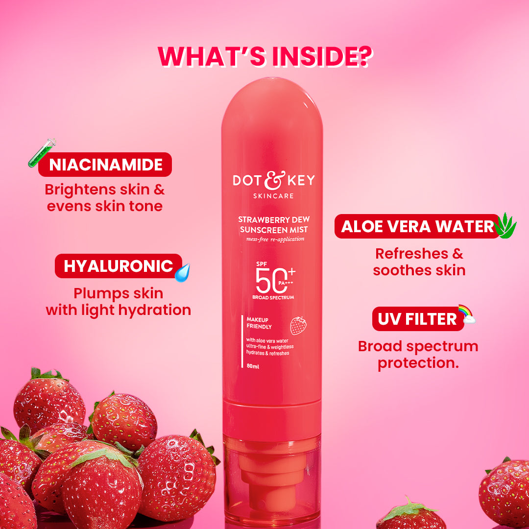 Strawberry Sunscreen Face Mist In-Vivo Tested SPF 50+ PA+++ 80ml