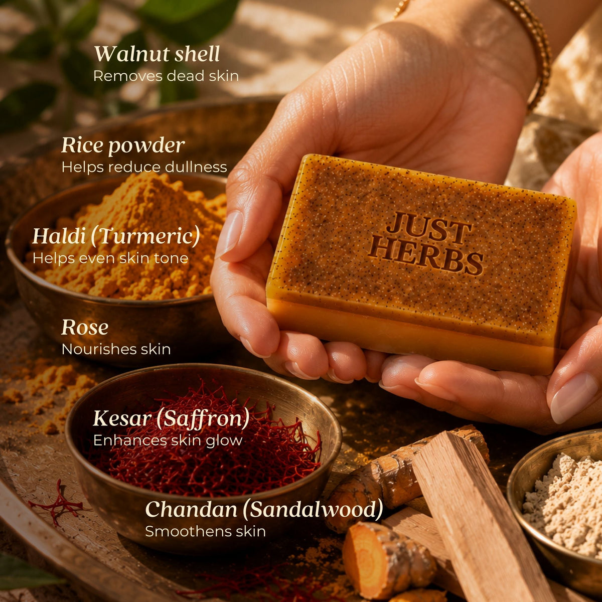 【Just Herbs】Golden Ubtan Exfoliating Detan Bar｜ゴールデン ウブタン エクスフォリエイティング デタン バー｜75g
