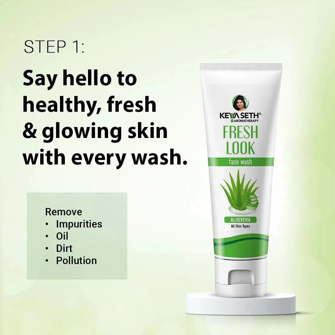 Aloe Vera Essential Skin Care Routine Kit for All Skin Types for Men & Women I Facewash + Gel Moisturizer, Soothes & Repairs Skin I Pure Aloe Vera Gel. 300ml