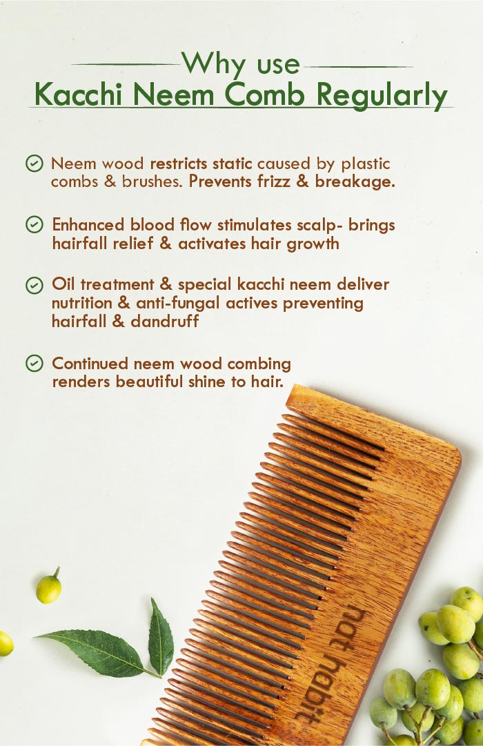 Wide Tooth Kacchi Neem Shampoo Comb 2個