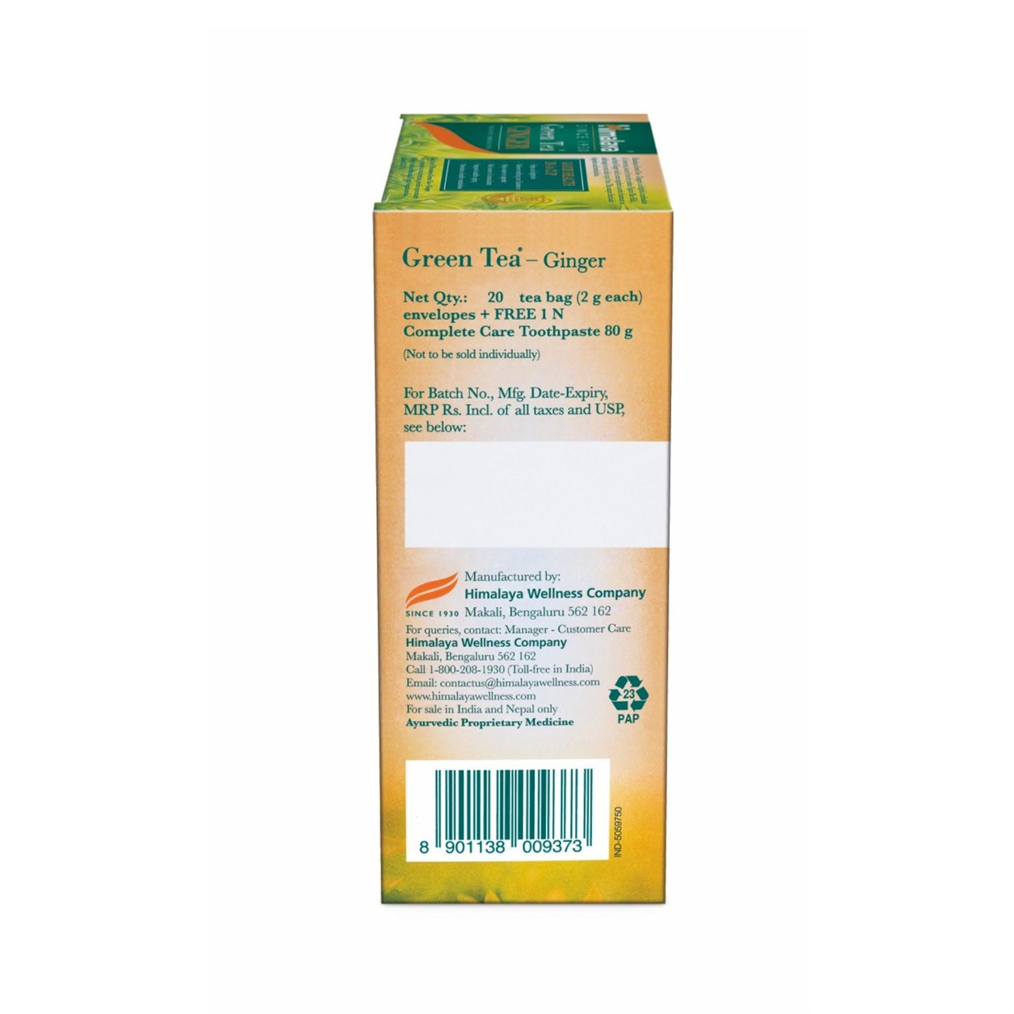 GREEN TEA GINGER 2G´20s + COMPLETE CARE TOOTHPASTE 80G FREE OFFER PACK 2G 20'S