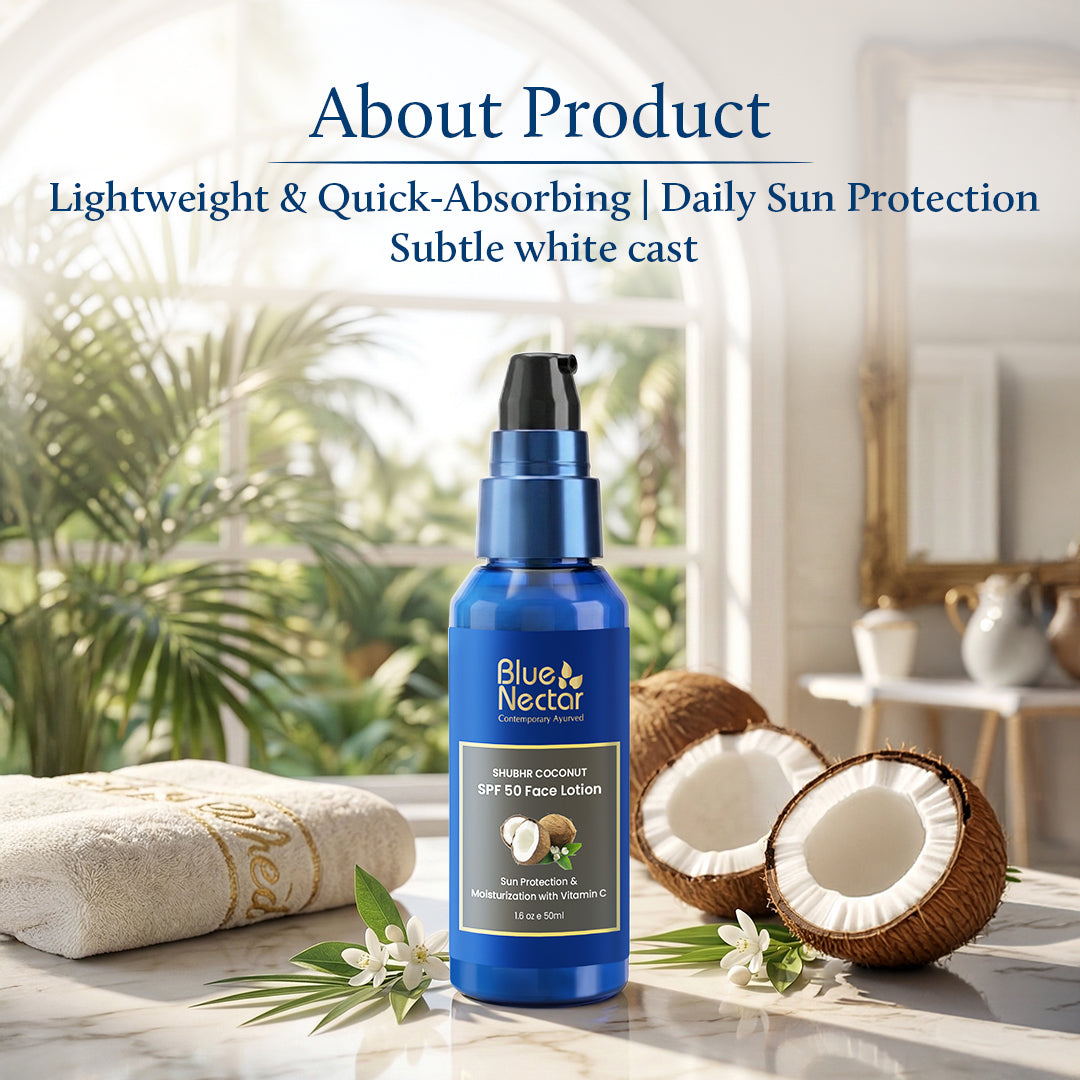 Shubhr Coconut Sunscreen SPF 50 Face Lotion for Sun Protection (18 herbs, 50ml) 50ml