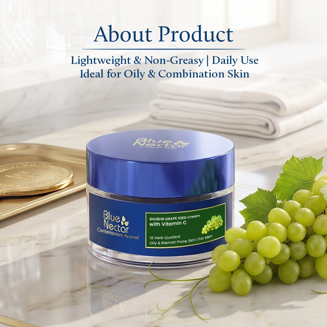 Grape Seed Men Face Cream for Oily & Acne Prone Skin (19 herbs, 50g) 50g