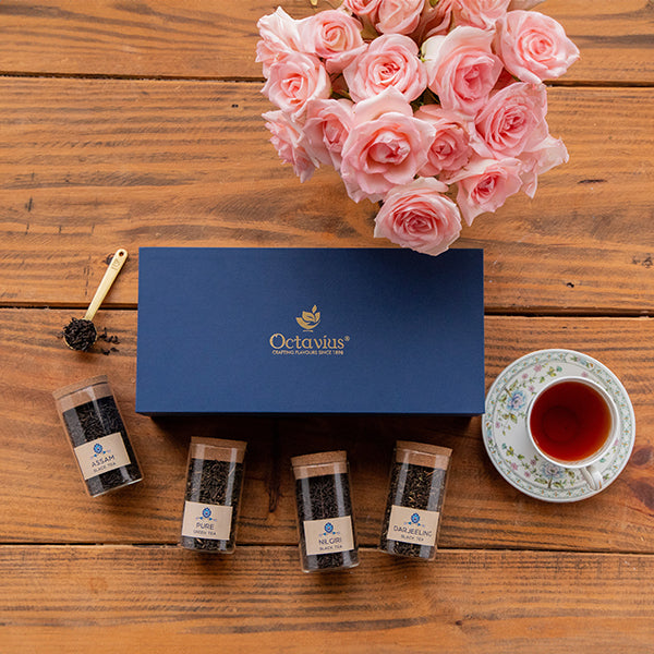 Tea Time Treasure-Pure Teas  (4 Assorted Loose Leaf Black & Green Teas) 970g
