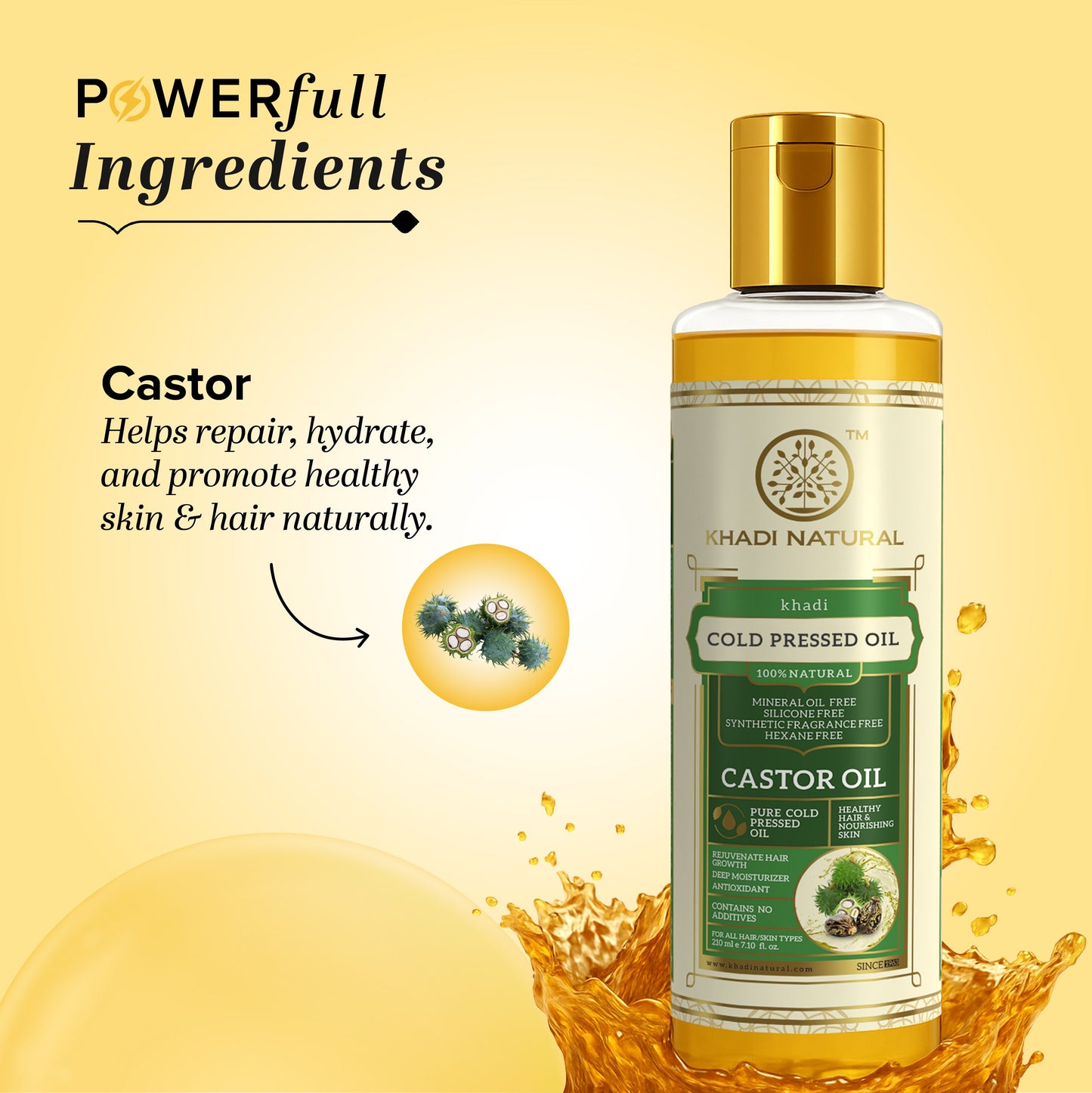 Castor Cold Pressed Oil - 100% Natural 210ml