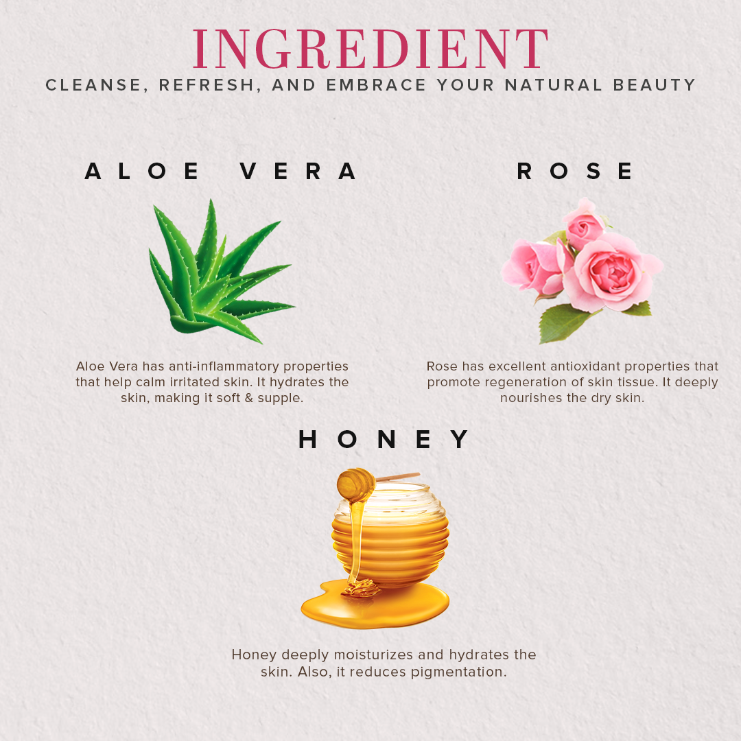 Aloe Vera with Scrub Face Wash (SLS & Paraben Free) & Rose & Honey Body Wash – Combo Pack of 2 210ml Each