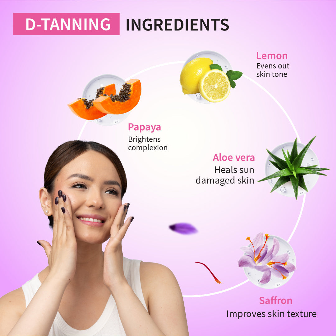 D-Tan Face Serum | Enriched With Saffron & Papaya | Natural De-Tanning & Skin Radiance Formula | Boost Skin Radiance & Shine - 30 ml 30ml