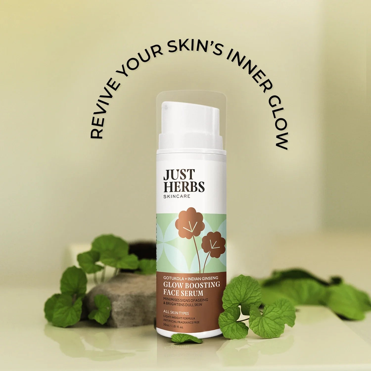 Glow Boosting Face serum with Gotukola and Indian Ginseng 30ml