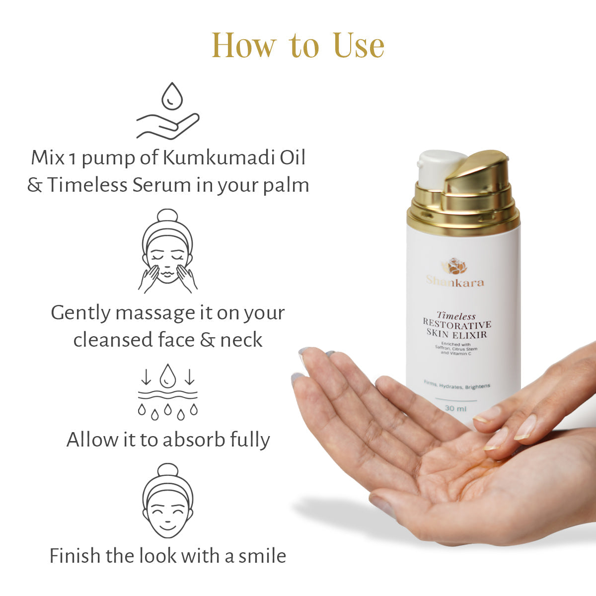 Shankara Timeless Restorative Skin Elixir - 30 ml | 100% Active Formula that Hydrates, Brightens & Firms 30ml