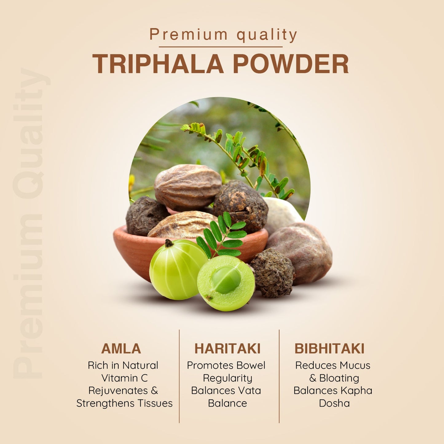 Triphala Powder with Amla, Haritaki & Bibhitaki for Daily Detox, Gut Health, Healthy Digestion & Bowel Regularity – Traditional Ayurvedic Cleanse & Wellness Support – Net Qty: 200 g 200g