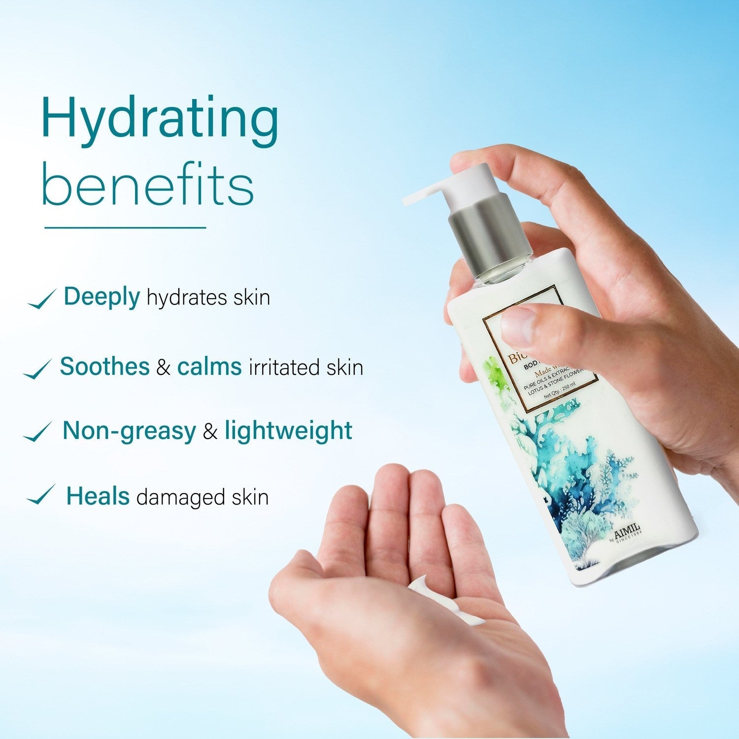 Bio Marine Body Lotion with Lotus & Stone Flower | Deep Hydration & Skin Soothing | Lightweight, Non-Greasy Formula | Calms Irritated Skin | Suitable for All Skin Types | 250ml 250ml