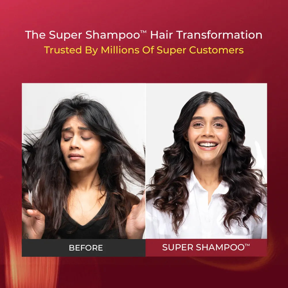 Biotin & Protein Rich  Super Shampoo for Daily Nourishment, Damage & Frizz Control  - 300ml + Free Scalp Massager 300ml