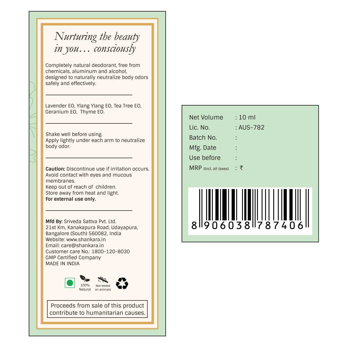 Aura Essential Oil Deodorant - Geranium & Ylang Ylang, 10 ml by Shankara 10ml
