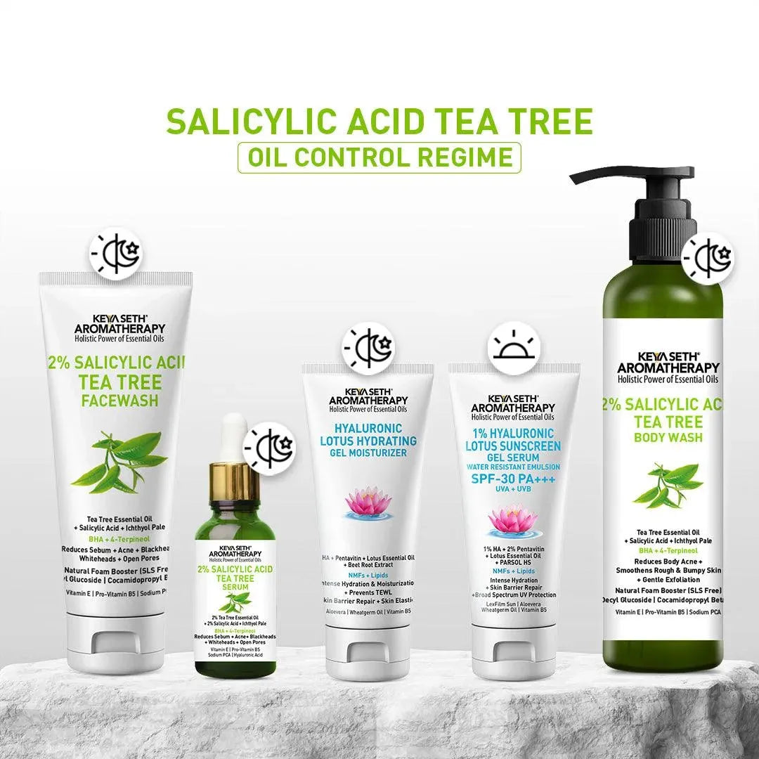 2% Salicylic Acid Tea Tree Facewash, BHA + Terpineol, Natural Glucoside Foaming, Acne, Blemishes, Blackheads, Whiteheads & Open Pores, Hyaluronic Acid 100ml x 3