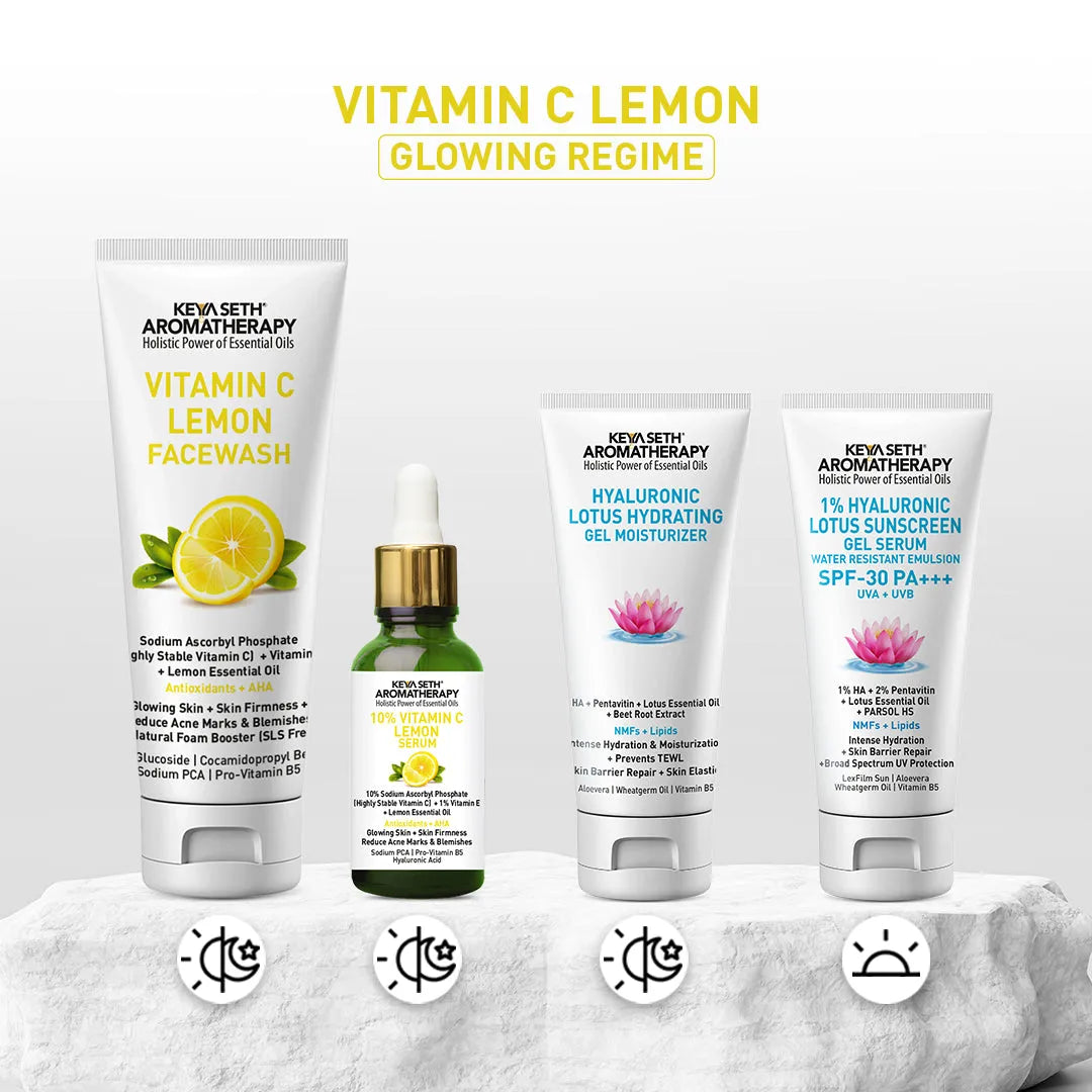Vitamin C Lemon Combo: Facewash & Serum with Sodium Ascorbyl Phosphate, Vitamin E & AHA for Radiant, Firm, Acne-Free Skin 130ml