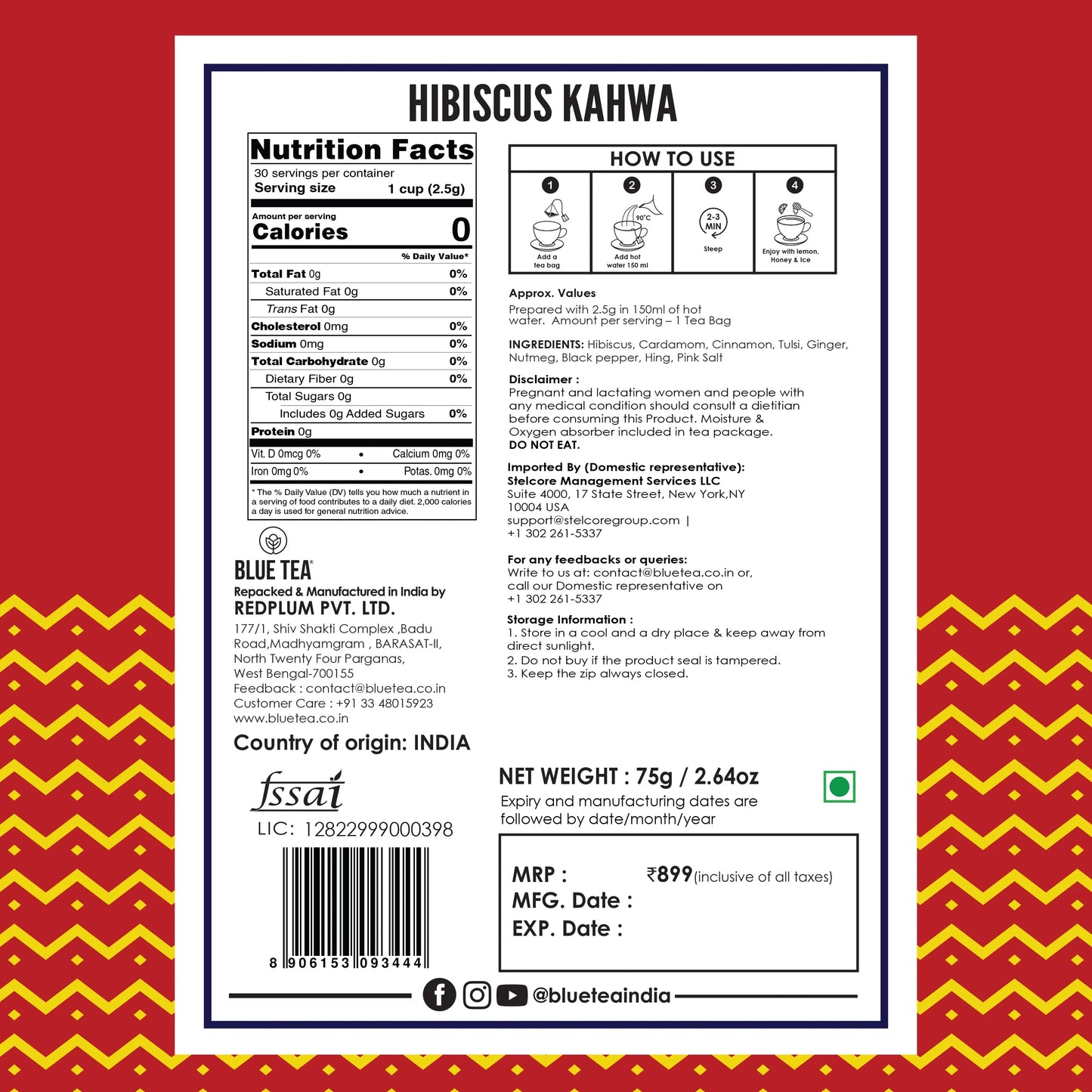 Detox Desi Kahwa - 60 Tea Bags | Hibiscus Flower Blend 60 Tea Bags