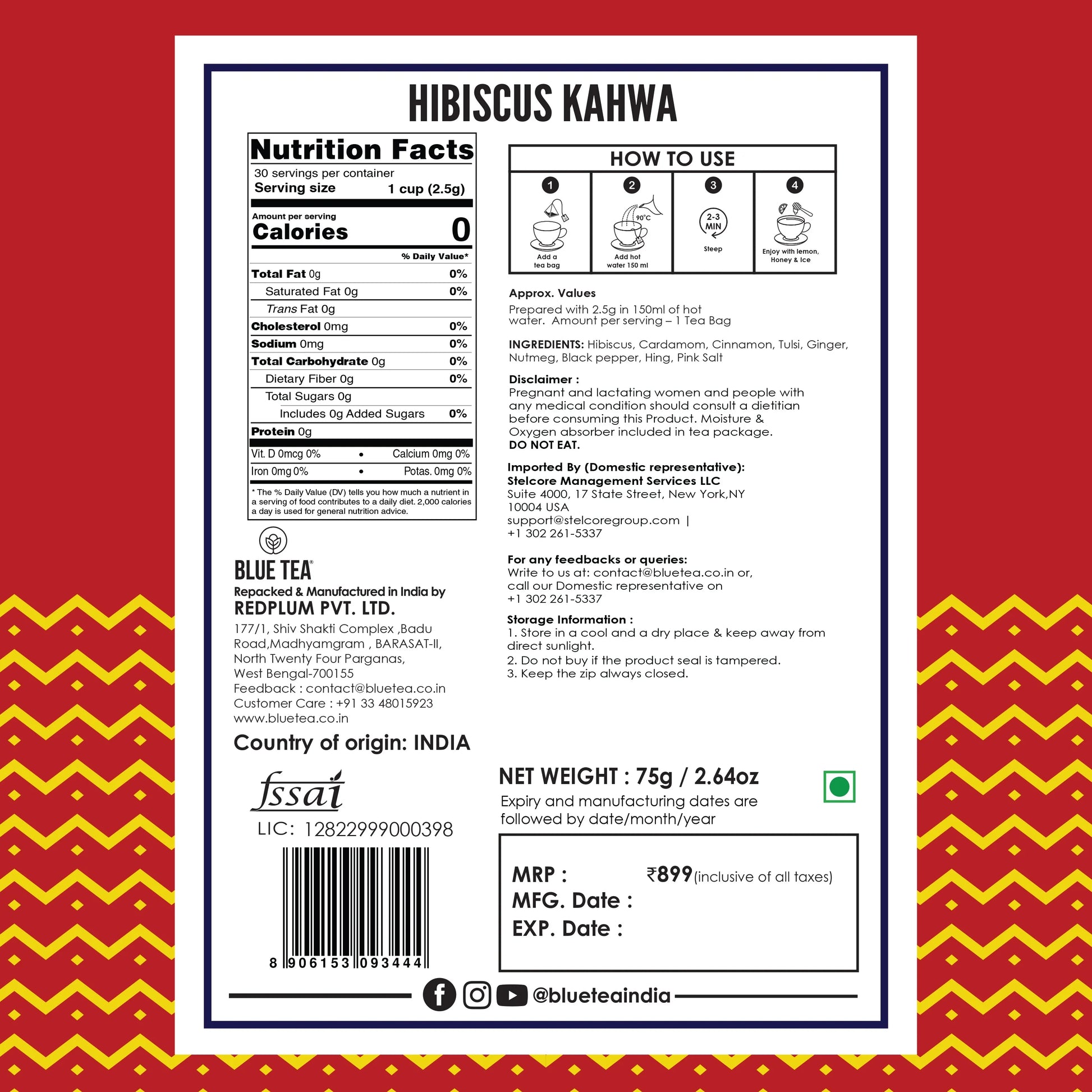 Detox Desi Kahwa - 60 Tea Bags | Hibiscus Flower Blend 60 Tea Bags