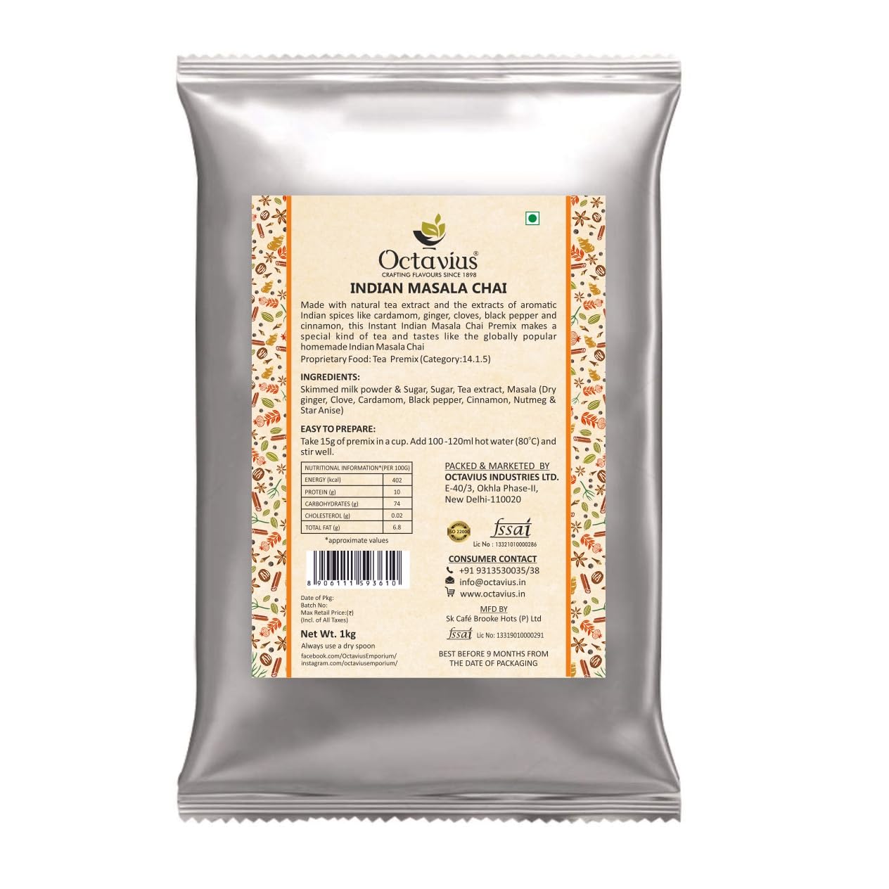 Indian Masala Chai Instant Premix- 1kg ( For Vending Machine ) 1kg