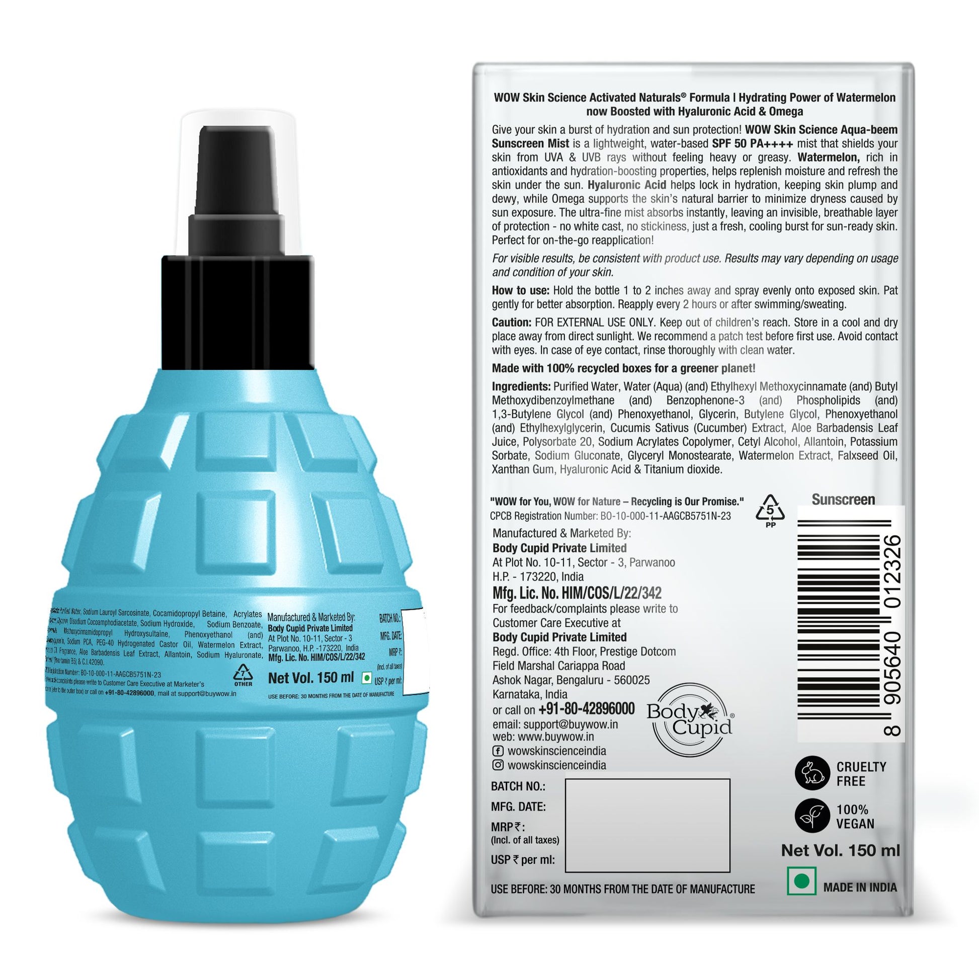Sunscreen Mist SPF 50 PA++++ Effortless Sun Protection 150ml