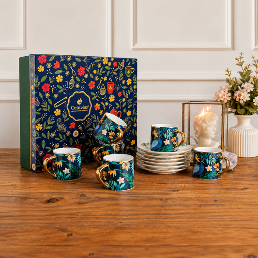 【Octavius】 Tropical Elegance Teaset– Set of 6 Cups & Saucers (200 ML Each)｜Tropical Elegance ティーセット– セット of 6 カップs & Saucers (200 ML Each)｜200ml
