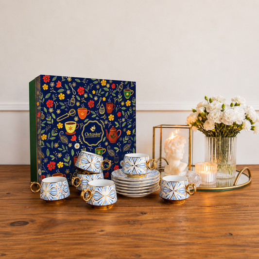 【Octavius】 Imperial Mosaic Tea Set (6 Cups & Saucers) – 200 ML Each｜Imperial Mosaic ティー セット (6 カップs & Saucers)｜200ml