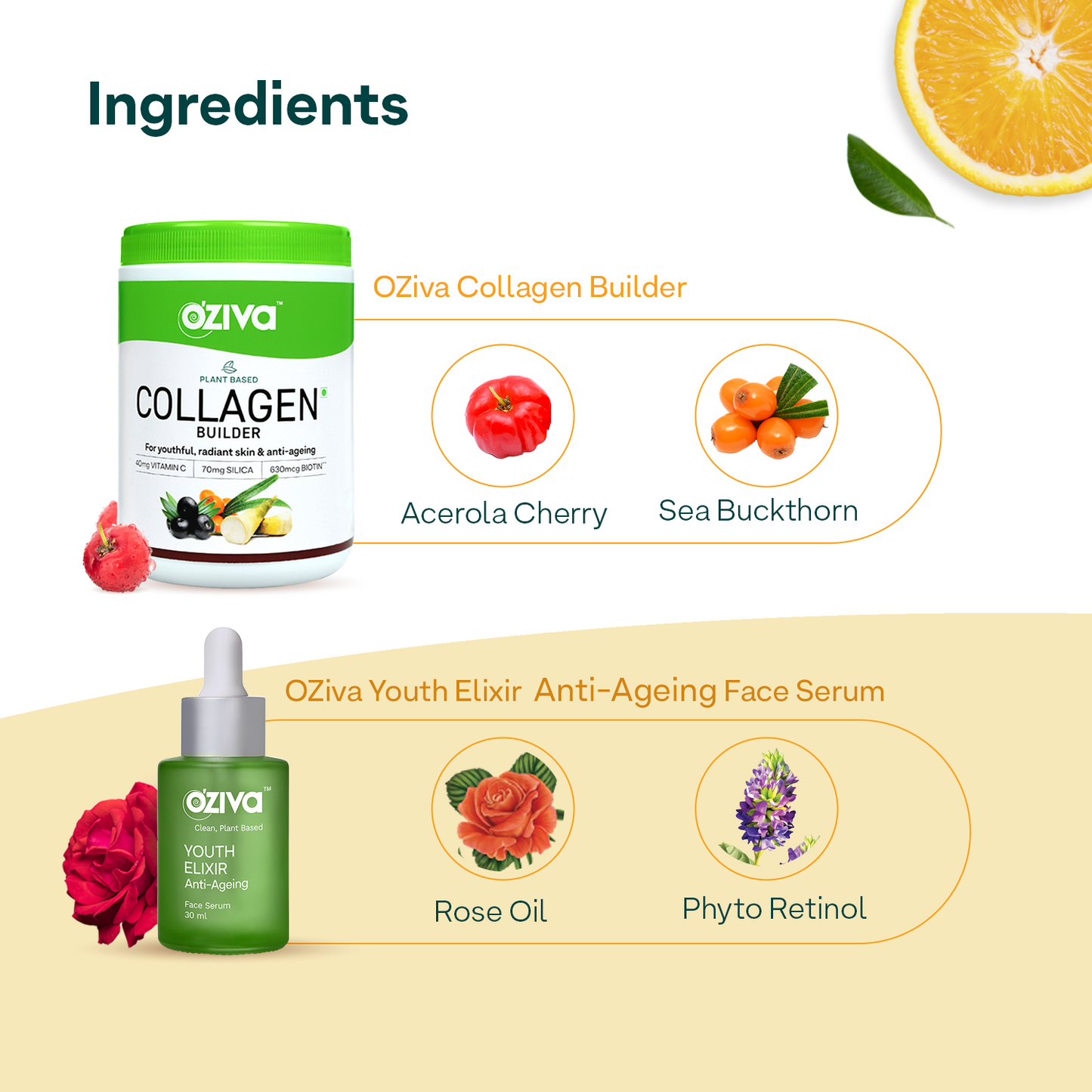 Glow & Anti-Ageing Routine: Youth Elixir Face Serum (30 ml) + Plant Based Classic Collagen Builder (200g) 30 ml