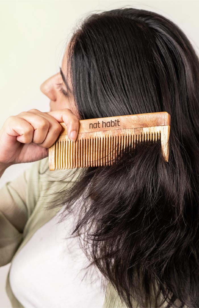 Fine Tooth Kacchi Neem Styling Comb 2個パック