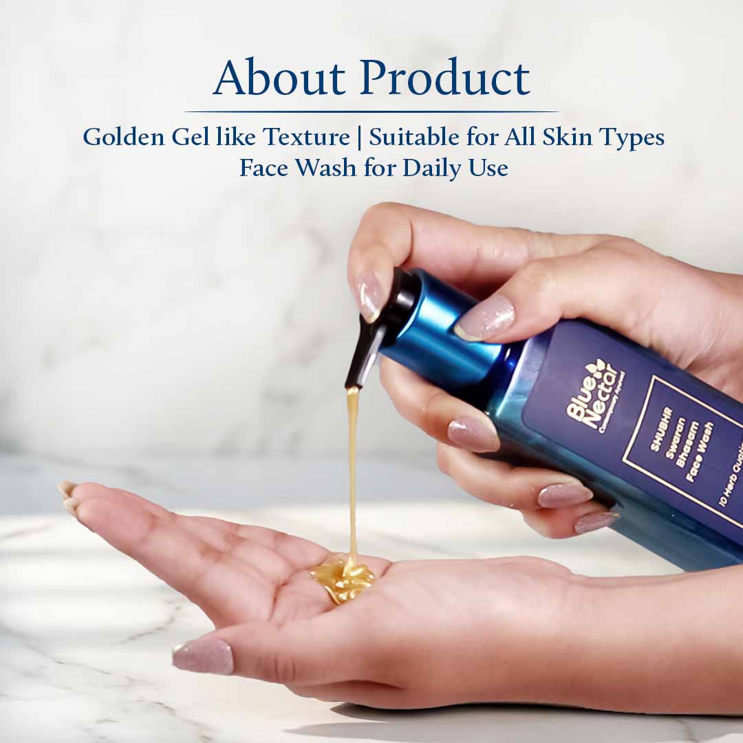 Gold Swaran Bhasam Face Wash for Glowing Skin | Face Wash for Women & Men (10 Herbs) 200ml