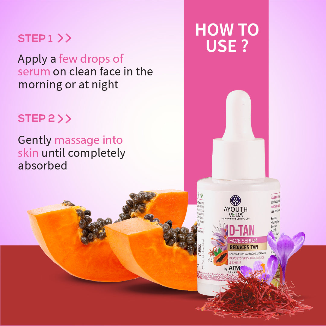 D-Tan Face Serum | Enriched With Saffron & Papaya | Natural De-Tanning & Skin Radiance Formula | Boost Skin Radiance & Shine - 30 ml 30ml