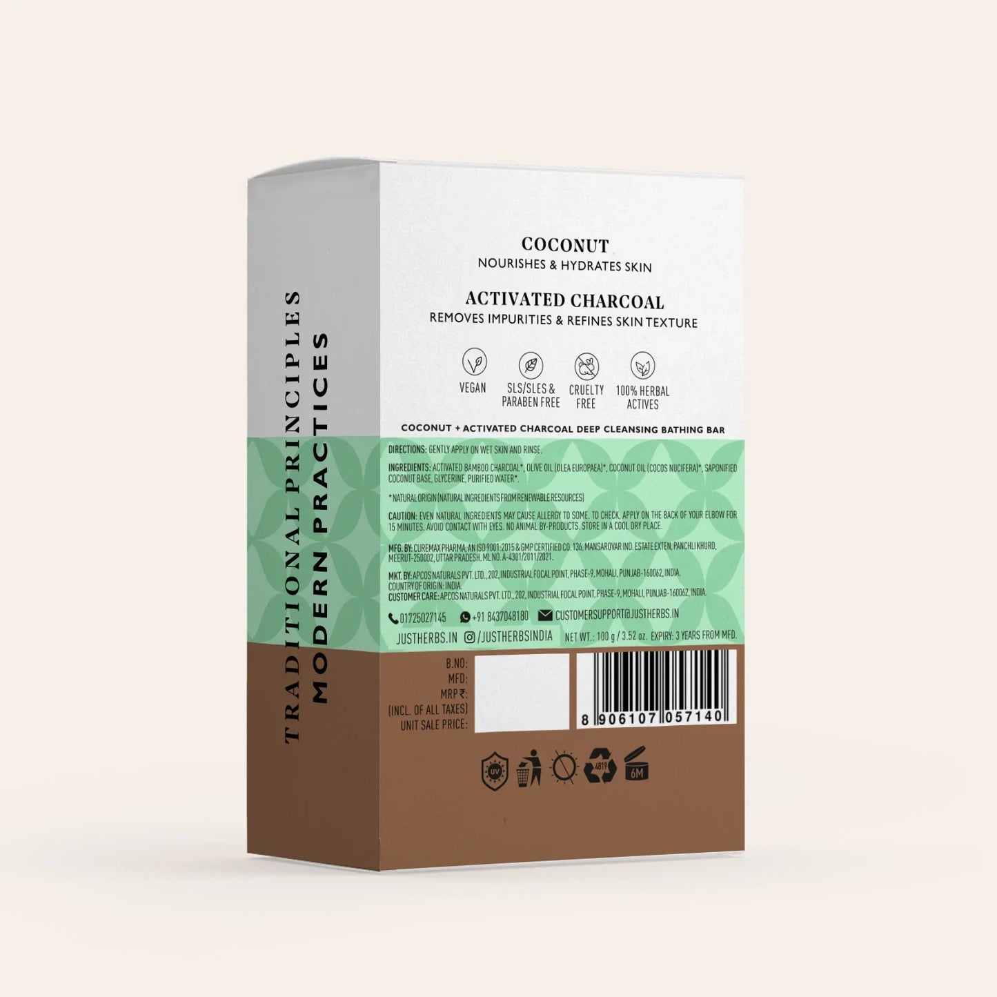 Deep Cleansing Bathing Bar with Coconut and Activated Charcoal 100g