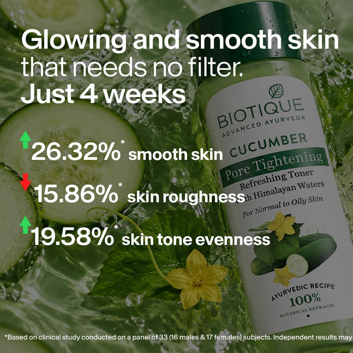 【Biotique】 CUCUMBER Pore Tightening Refreshing Toner 190ml｜きゅうり ポアタイトニング リフレッシング トナー｜190ML