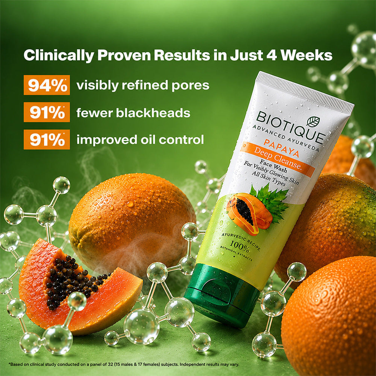 【Biotique】 Papaya Deep Cleanse Face Wash｜パパイヤ ディープクレンズ 洗顔料｜150ml×2本セット