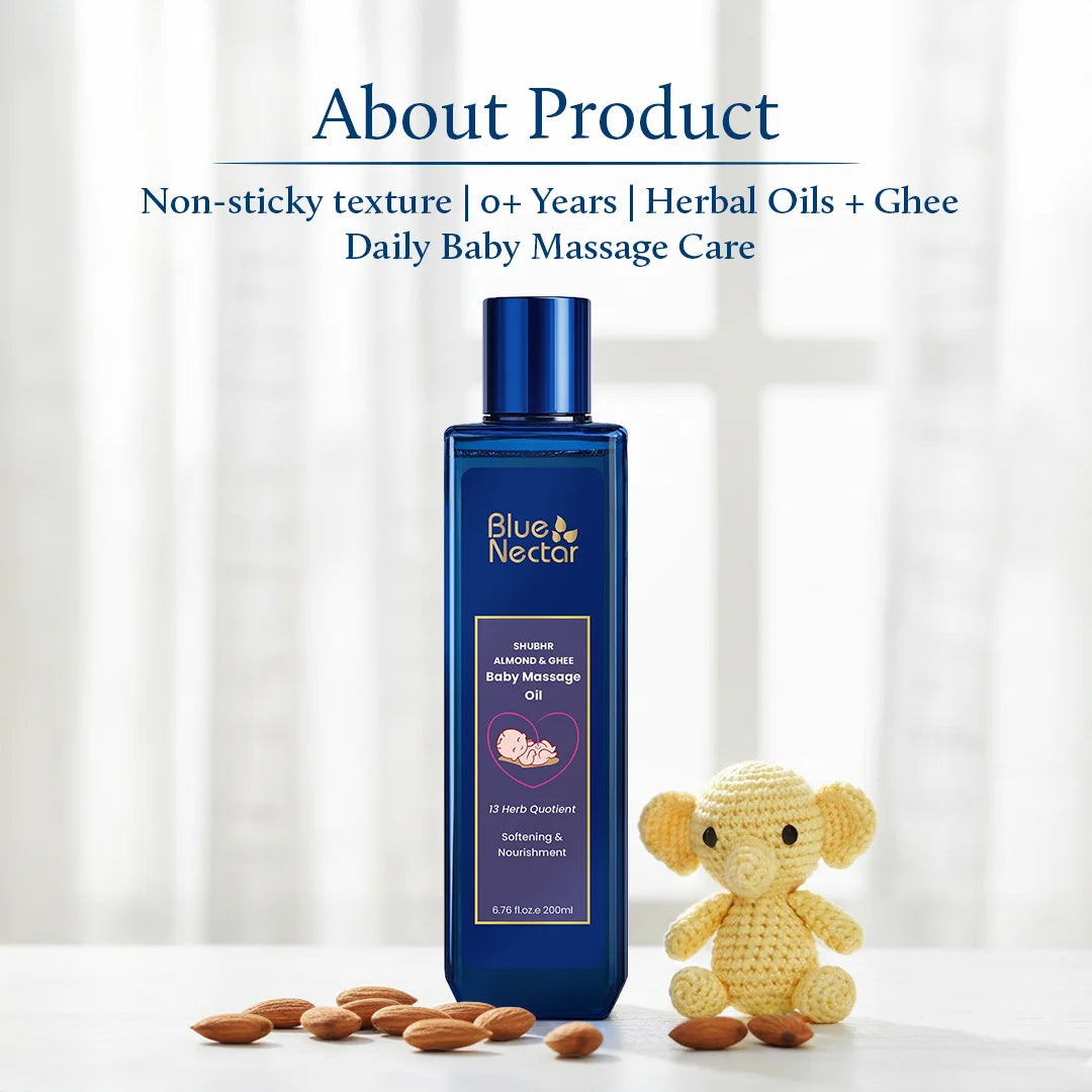 Shubhr Baby Massage Oil with Natural Ghee and Almond for Growth & Nourishment (13 Herbs) 100ml