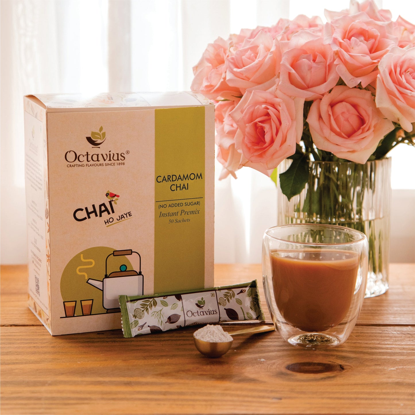 Cardamom Chai Instant Premix- 50 Sachets ( No added Sugar ) 50sachets