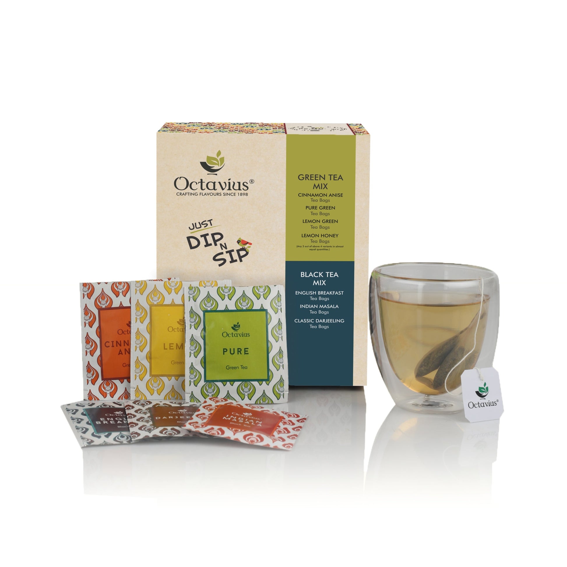 6 Assorted Black & Green Teas - 100 Teabags Economy Pack 100teabags