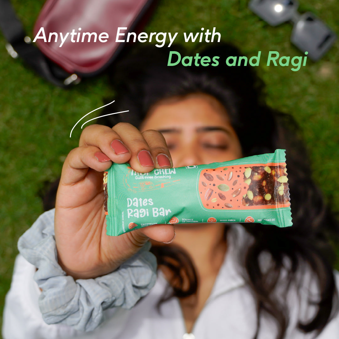 TRUE CREW - Dates Ragi Bar, 25 g Each (Pack of 10) 25gx10